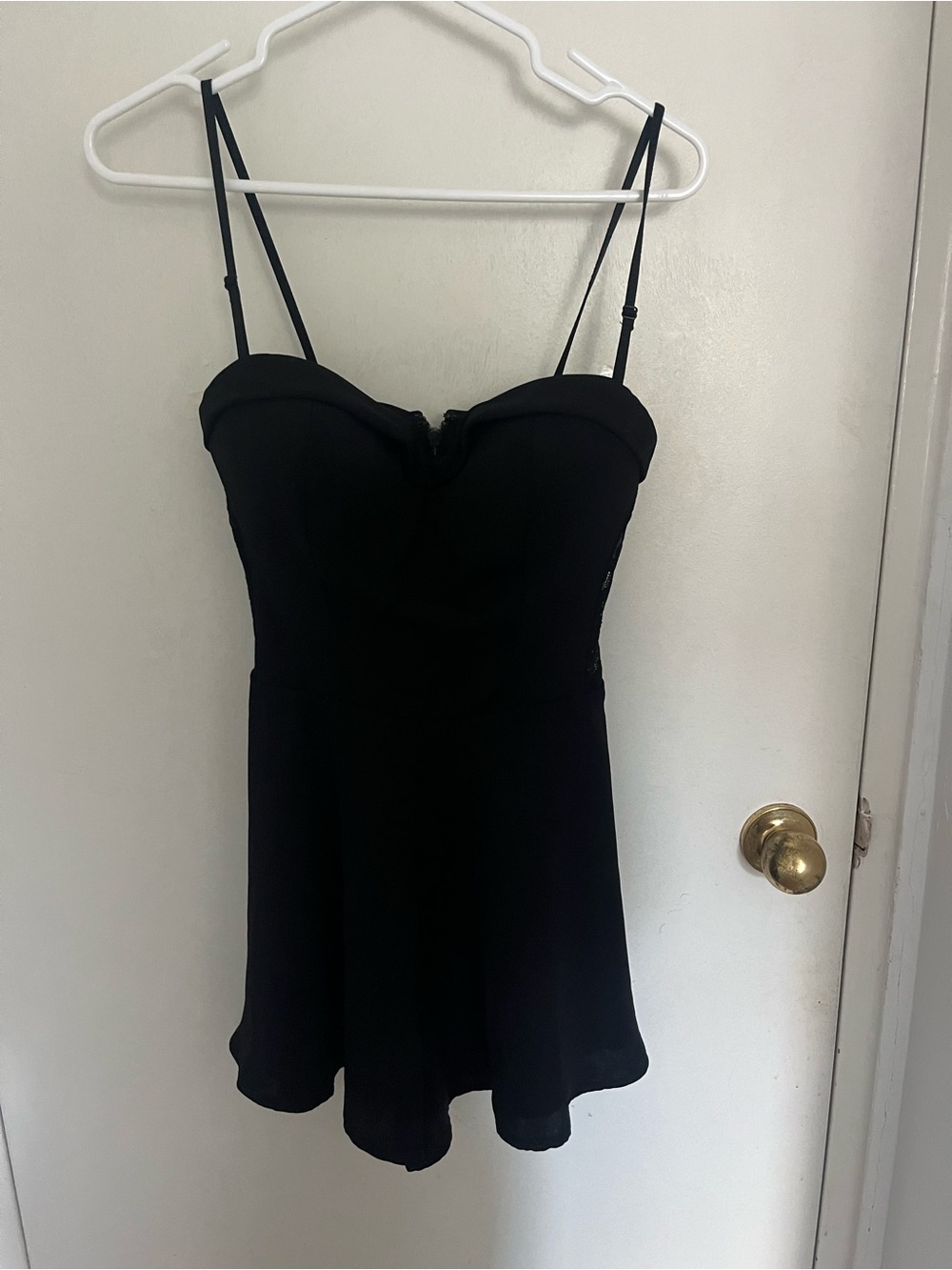 Guess Black Strap Mini Dress with Sweetheart Neckline